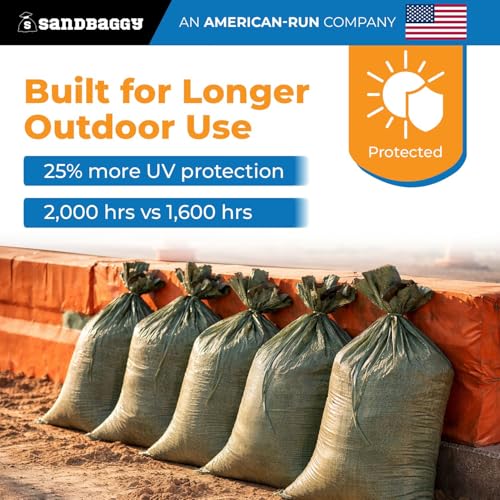 Sandbaggy - Heavy Duty Empty Sandbags For Flooding (14" X 26") - Poly Sand Bags - Flood Barrier, Weight, Construction, Earth Bag Homes - Reusable, UV Resistant - Tie Strings Attached (100 Bags) - size: 100 Count (Pack of 1)
