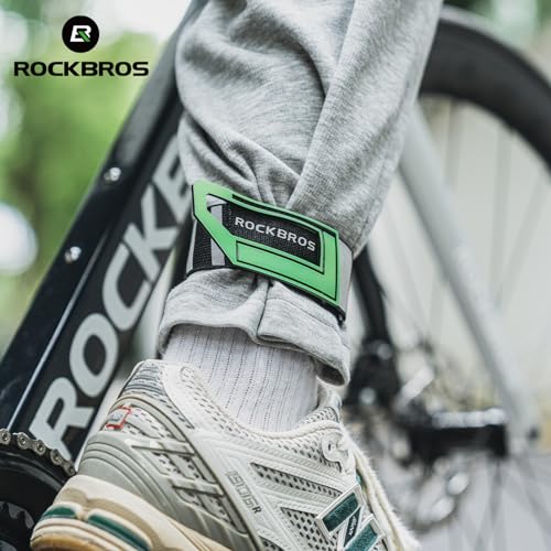 ROCKBROS Bicycle Ankle Leg Strap Safety Cycling Trousers Strap Bike Reflective Wrist Ankle Bind Bands Pant Leg Bands for Cycling Jogging Running Gear - color: Green*2