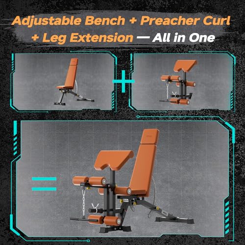 Adjustable Weight Bench with Transport Wheels for Home Gym - color: Full - Black/Grey