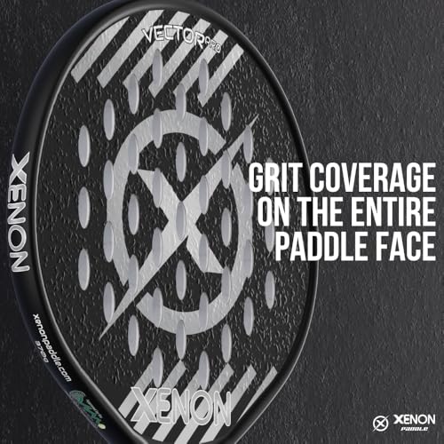 Vector Pro Spin Max Version 2 Platform Tennis Paddle by Xenon Paddle, Oversize Head, Even Balance Point, Medium Firmness Foam Core, Power and Control, 4.25” Grip, Black