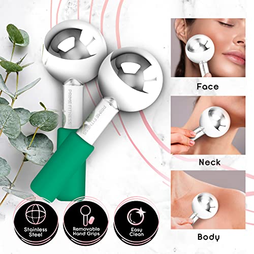 Ice Globes for Facials | Unbreakable Steel Cooling Roller | Cryo Sticks for Face | Massager for Face Neck & Eyes | Skin Care for Dark Circles, Puffiness, Wrinkles, Collagen Production (Green) - color: Green
