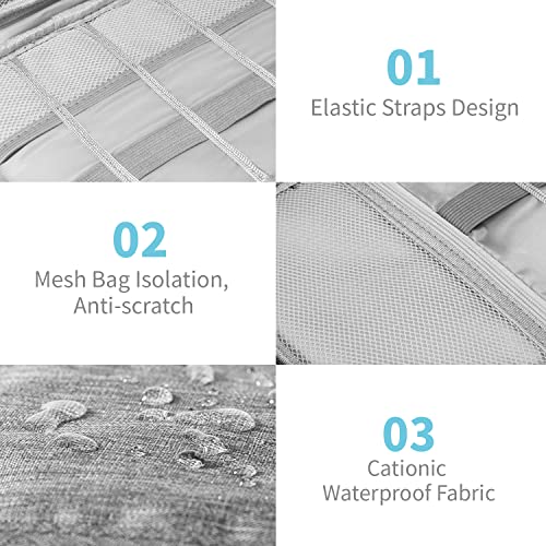 Lcsmaokin Electronics Organizer Travel Case,Electronic Accessories Storage Bag,Portable Waterproof Cable Organizer Bag,with 5 Cable Ties，for Travel,Work-Grey - color: A-Grey Set, size: Single Layer