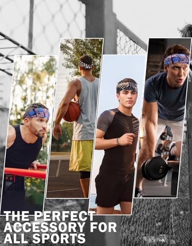 Headbands for Men & Women, Sweat Headband Non-Slip Sweatband Sports Running Cycling Yoga Basketball Workout Football Training - color: Flag Designs