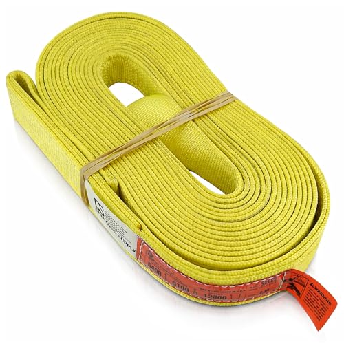 DD Sling 2 Inch x 25 Foot Nylon Lifting Sling – USA Made, 6,400 lb Vertical, 5,100 lb Choker, 12,800 lb Basket – 2-Ply Heavy Duty 900 Webbing, Type 4 Twisted Eye & Eye Rigging Sling - size: 2inX25ft
