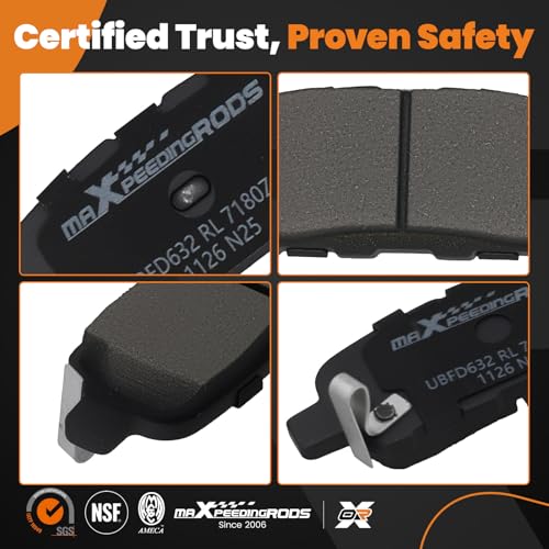 maXpeedingrods D905 NAO Ceramic Rear Brake Pad for Infiniti EX3 2008-2012 | for EX37 FX37 2013, FX35 FX45 G25 G35 G37 M35 Q40, for Nissan 350Z 2004-2009, 370Z 2010-2019, for Nissan Altima 2002-2020 - size: D905&P-905