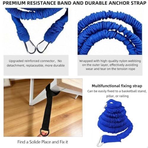 Resistance Speed Training Set, 8pcs Exercise Explosive Force Bounce Physical Equipment Double Rope Improve Agility Power Strength for Jumping Basketball Tennis Football Volleyball - color: Blue-6.6ft