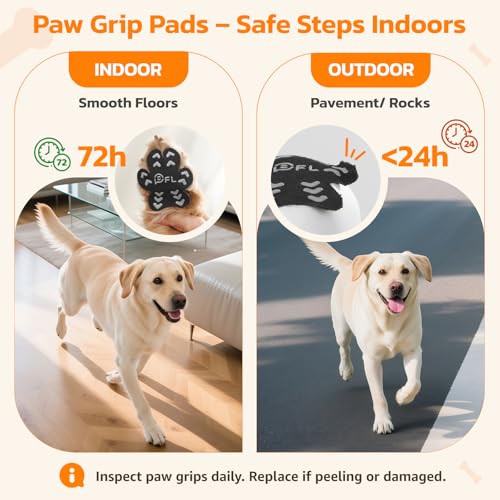 Anti Slip Dog Paw Protector Pads for Senior Dogs, Paw Pads for Dogs Traction, Disposable Self Adhesive Paw Grips for Old Dog on Slippery Hardwood Floor, Black 12 Sets (48pcs) XXXL(80+lbs) - size: XXXL(80+lbs)
