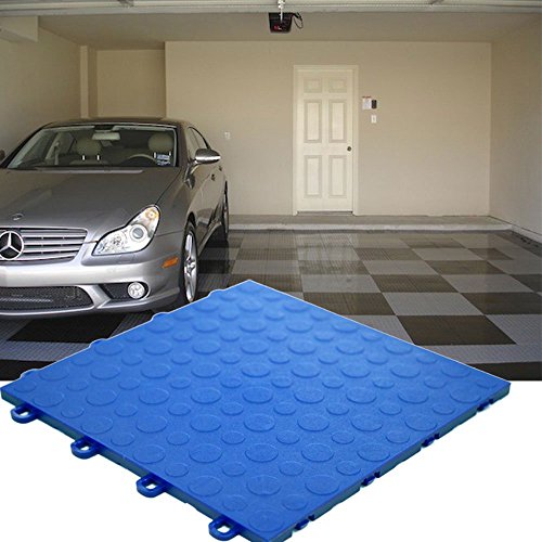 Interlocking Modular Garage Flooring Tile, Coin Top (30 Pack) (Blue) - color: Blue