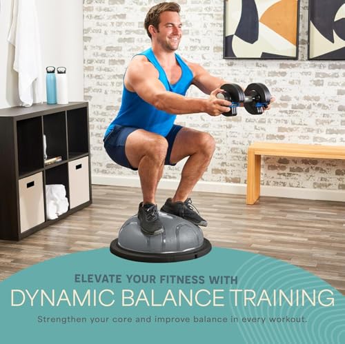 Lifepro Horizon Half Balance Ball Trainer with 440 lb Capacity Stability | half balance ball for full-body training, core strengthening and home gym fitness routines. Includes a pilates ball - color: Gray