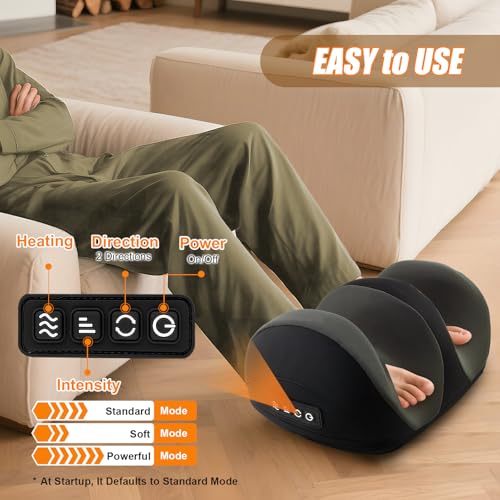 Foot Massager with Heat, Shiatsu Kneading Foot and Calf Electric Massager Machine with Roller, Massage Feet/Arm/Calf/Ankle for Relax, Plantar Fasciitis, Pain Relief, Gifts for Women & Men, Black - color: Black