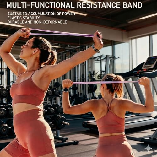 Resistance Bands with Handles,Figure 8 Resistance Band Elastic Fitness Bands Exercise Band for Home Yoga Gym Workout - color: Purple-15LB+Pink-25LB