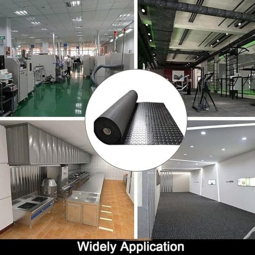 3mm Coin-Grip Rubber Flooring Roll - Easy to Cut Waterproof Anti-Slip Mat, Heavy Duty Floor Protection for Garage, Gym, Stable, Basement, Kennel, 4' x 6' - size: 4 ft x 6 ft x 0.1 in