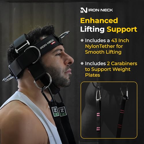 Iron Neck , Versatile Neck Exerciser, Strengthener and Trainer with Adjustable Head and Chin Strap, Portable Head Harness for Weight Lifting, Home and Gym Use - color: Red - Rafa