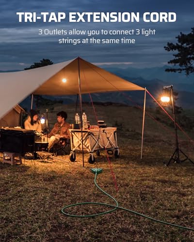 DEWENWILS 15FT Outdoor Extension Cord, Green Extension Cord 13A/1625W, Weatherproof 16/3 SJTW Power Cable with Multiple Outlet, Holiday Decor Landscaping String Lights, ETL Listed, 1 Pack - color: Green, size: 15 Feet, style: 1 Pack