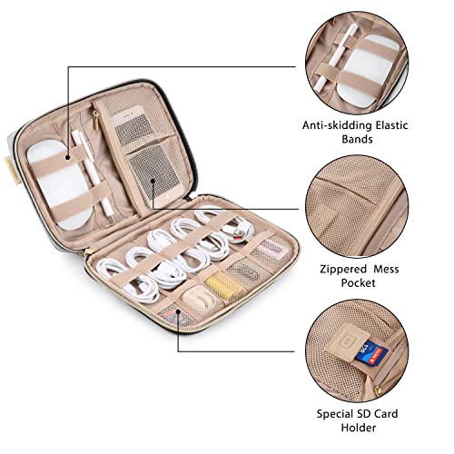 BAGSMART Electronics Organizer Travel Case, Travel Cable Organizer Bag for Travel Essentials & Accessories for Women, Cord Organizer for Phone, SD Card, Grey - color: G-Grey