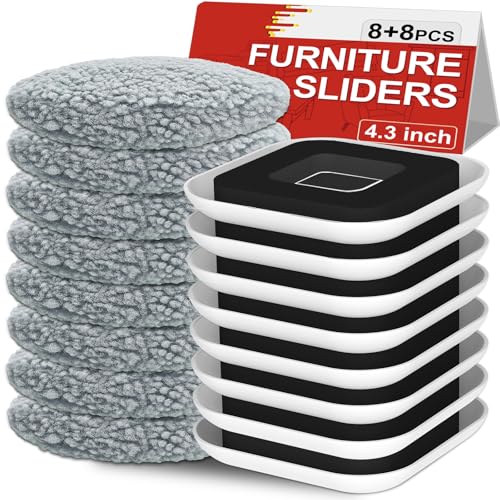 New Upgrade Furniture Movers Sliders - Multi-Surface Furniture Sliders | 4.3" Moving Sliders with Anti-Slip Groove - 8PCS Moving Pads and 8 Hardwood Socks - Protect Floor and Easily Move Furniture - size: 4.3in 8+8Pack
