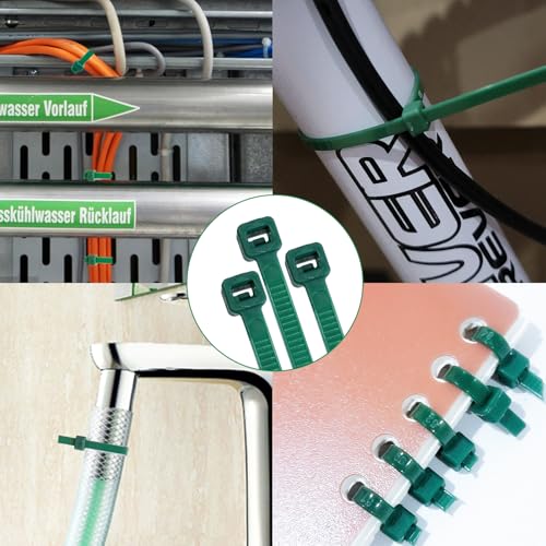 Zip Ties 6 inch, 1000 Pack Green Zip Ties, Green Cable Ties Self-Locking Nylon Cable Ties with 40 lbs Tensile Strength,Wire Ties for indoor and outdoor use. - color: Green, size: 6"(1000 Pack) 40 Lb