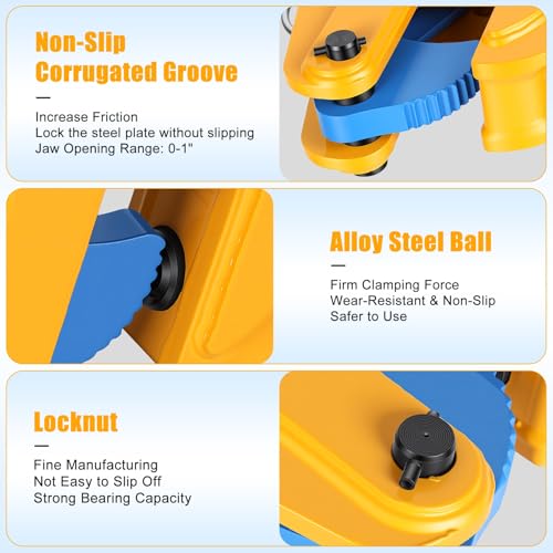 Steel Plate Clamp, 4400 lbs Heavy Duty Vertical Lifting Clamp, Fits 2 Inch Barbell Clamps & Weight Bars, Alloy Steel Sheet Metal Tool with Rigging Sling Compatibility for Gym & Industrial Use