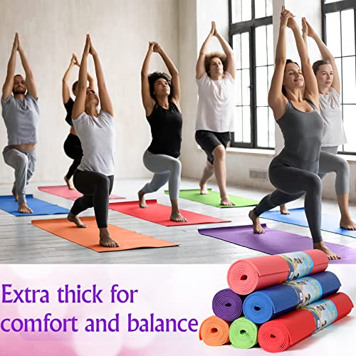 Amylove 12 Pieces Yoga Mats Bulk 68x24x0.12 Inch Exercise Non Slip Fitness Workout Mats for Women Men Home Workout Gym Yoga - color: Colorful