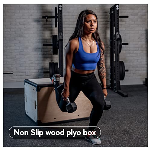 ABMAT Plyometric Box 3 in 1 Protective Foam and Non Slip Wood plyo Box for Jump Training and Conditioning, Protect Your Shins from Injury!