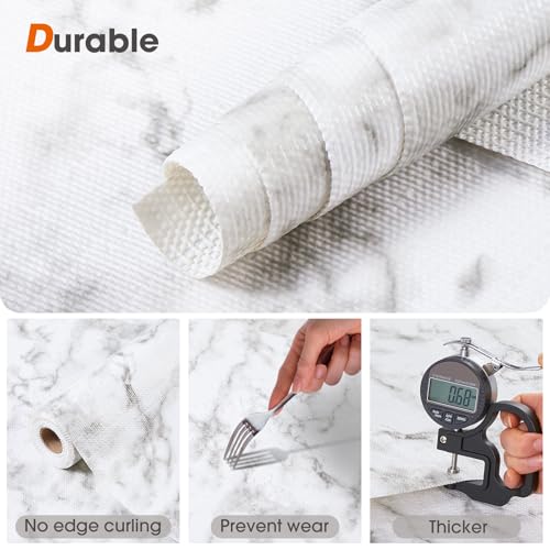 Drawer and Shelf Liner, Non-Slip Kitchen Cabinet Liners Non-Adhesive Thick Strong Grip Waterproof Washable Mats Protect Dresser Shelves Cupboard Bathroom Cabinets, White Marble, 12 in X 10 FT - color: Marble, size: 11.8"W x 118"L