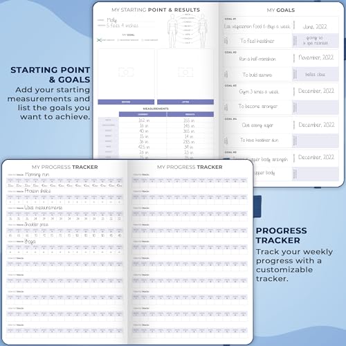 Clever Fox Fitness & Food Journal – Nutrition & Workout Planner for Women & Men – Diet & Gym Exercise Log Book with Calendars, Diet & Training Trackers - Undated, A5 Size, Hardcover (Mystic Blue) - color: Mystic Blue, size: A5 (5.8'' x 8.3'')