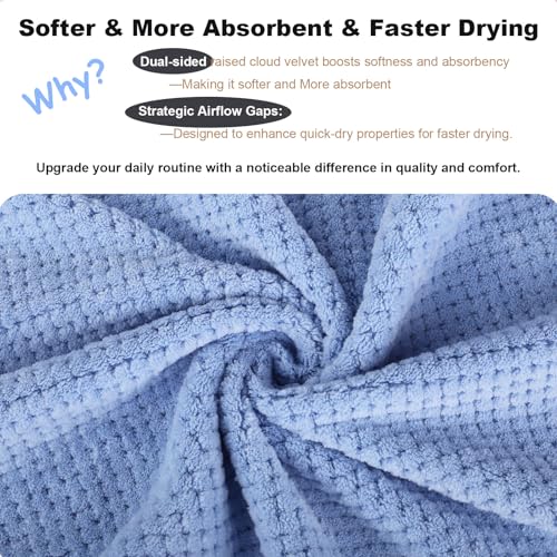 2 Pack Bath Towel Set, Waffle Bath Towel Set, Microfiber Super Soft Highly Absorbent, Sturdy Quick Drying Towels for Bathroom, Gym, Sports, Yoga (2 Piece 27" x 55", 2Blue) - color: Blue, size: 27 x 55 Inch