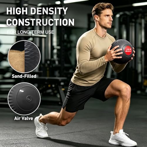 Slam Ball Medicine Ball Weighted Balls for Exercise and Workout, Strength, Cardio, Cross-Training and Core Workouts - color: Black, size: 10 LB