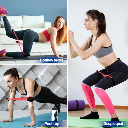 Seenelling Barre Double Tube Red Resistance Band Exercise Tubes for Home Pilates Barre Workout