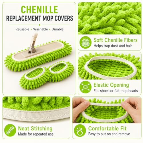 Mop Slippers Floor Cleaning Slippers Reusable Slipper Mop Covers Wearable Floor Cleaner for Household Indoor Use ,Greener - color: Greener