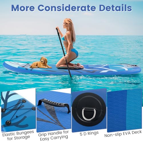 KOTEK 10FT/11FT Inflatable Paddle Board, SUP Paddleboard with Hand Pump, Safety Leash, Repair Kit, Carry Bag, Non-Slip EVA Deck, Stand Up Paddle Board for Youth & Adults - size: 11 FT, style: Seaweed