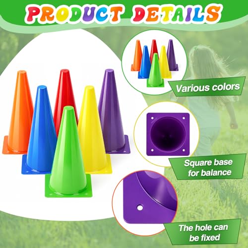Seenelling 6 Pcs PE Cones Flexible Vinyl Poly 6-Colored PE Class Equipment for Sports Training - size: 12.5 Inch