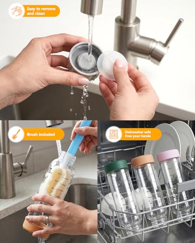 Zukro Glass Juice Bottles with Stainless Steel Lids 18 oz, Airtight & Leak Proof, Non-Slip Bottom, Measured Markings, 6-Pack Reusable Clear Jars for Water, Juicing, Smoothie, Protein Shakes, BPA Free - size: 6 pack