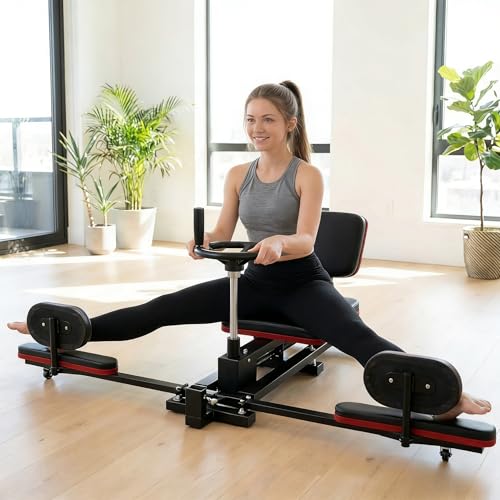 550 LBS Stainless Steel Stretch Machine, 240° Rotation Split Machine, Adjustable Leg Stretcher Machine with Silent Wheels, Leg Stretcher for Home/Gym/Yoga/Dancers, Split Machine for Flexibility - color: Red