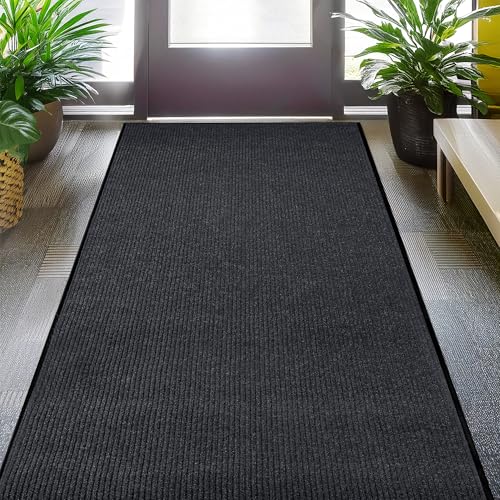 Durable Rubber Door Mat - Heavy Duty, Indoor/Outdoor, Easy Clean, Waterproof, Low-Profile Mat for Entry, Patio, Garage - Stylish (Charcoal, 2' x 3') - color: Charcoal, size: 2 x 3 feet