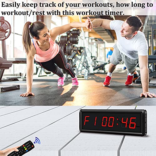 LED Digital Countdown Wall Clock Fitness Timer Stopwatch for Gym (1.5inch Digital High) - size: 1.5inch Digital High