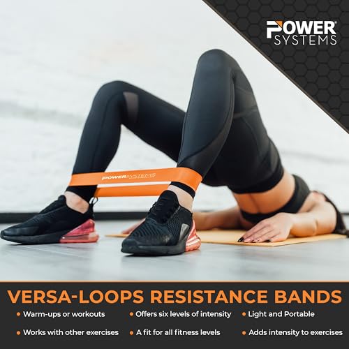 Power Systems Versa Loops Commercial Grade Resistance Bands 10 Pack Color Coded Exercise Loop Bands for Strength Training Physical Therapy Home Gym - style: Light