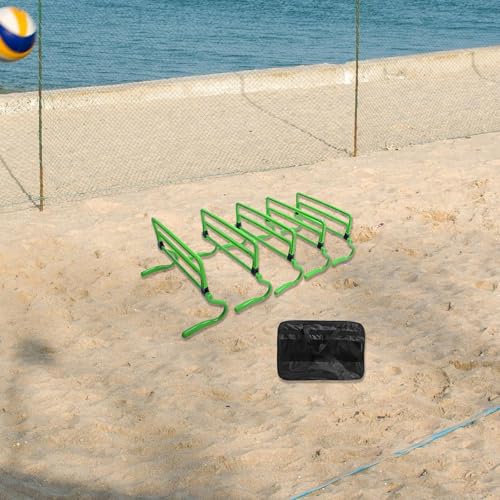 5X Agility Hurdles Obstacles Improves Strength Adjustable Speed Hurdles for Soccer Athletes Basketball Running Indoor Outdoor - color: Green