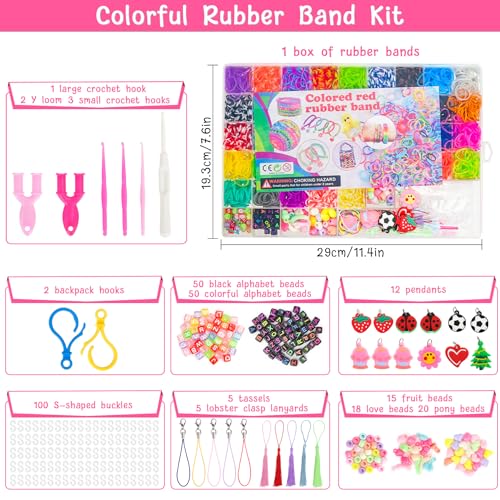 UUEMB Loom Rubber Band Bracelet Kit, 6000+ 41-Color, Storage Case, Ages 8+ | Latex-free non-toxic, soft & durable, letter beads & tassels, fine motor skills, party favors, clear organizer - color: 6000 Pcs