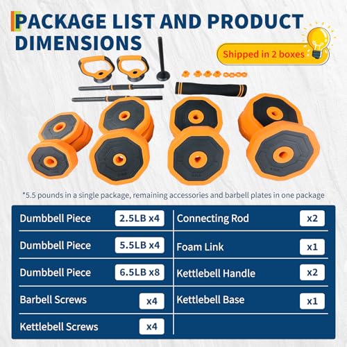 Adjustable Dumbbells, 44/66/88lbs Free Weight Set with Connector | Adjustable Dumbbell Weight Set Used as Dumbbell,Barbells,Kettlebells and Push-up, - size: 88 LB