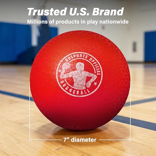 GoSports Inflatable Dodgeballs - Choose 5 Inch or 7 Inch No Sting Balls - Set of 6 Includes Ball Pump & Mesh Bag - color: 7" Balls 6 Pack - Red