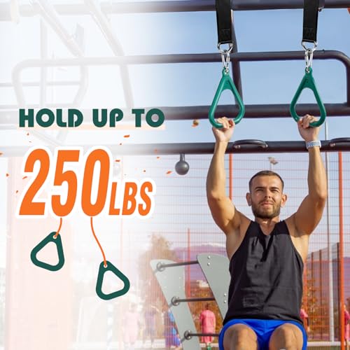 LadyRosian Trapeze Bar Swing Monkey Bars Hanging Ninja Rings Warrior Slackline Obstacle Course Kits for Kid Playground Equipment Accessories (Green) - color: Green