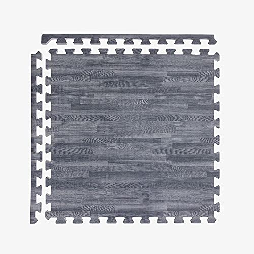 IncStores Premium Soft Wood Print Foam Flooring Tiles | Interlocking Foam Tiles for Home, Gym, Training and Yoga | 3/8 and 5/8 Inch - color: 3/8" - Grey, size: 24 Sq Ft