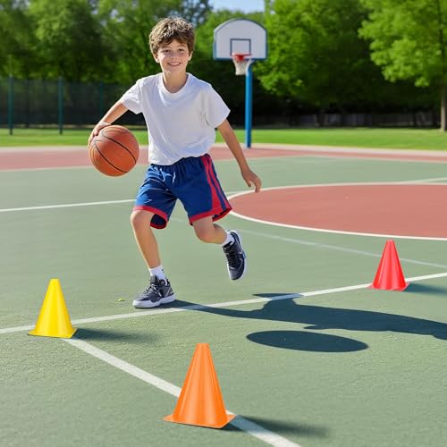 36pcs Cones 7 Inch Soccer Cones and Plastic Traffic Cones, Durable Cones for Sports Training, Ideal for Soccer, Basketball, Football, Skating, and Agility Drills Practice - color: colors