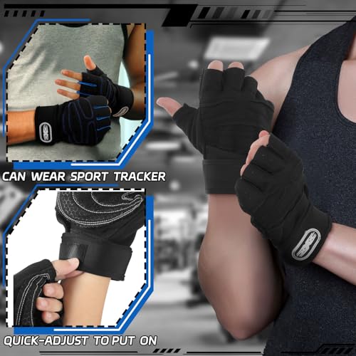 Fourluoo 3 Pairs Weight Lifting Gloves for Men Women, Gym Workout Gloves with Full Palm Protection, Breathable Anti-Slip Fitness Glove for Training, Cycling, Pull-ups, Medium - style: Cool Style