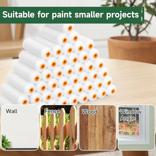 VOOMEY Foam Paint Roller,Small Paint Rollers 4 inch,White Paint Roller Covers,48 Pack,Perfect for Refinish Small Corners,Such as Tables, Window Edges, Fences,Cupboards - style: 4 inch 48 pack