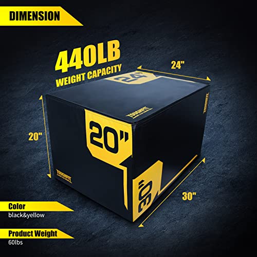 ToughFit Plyo Box - 3 in 1 Foam Plyometric Box - Jump Box for MMA, Crossfit - Adjustment Height Plyometric Jump Box for Home Gym - PVC Cover Platform & High-Density Workout Box - style: Large - 30"x24"x20"