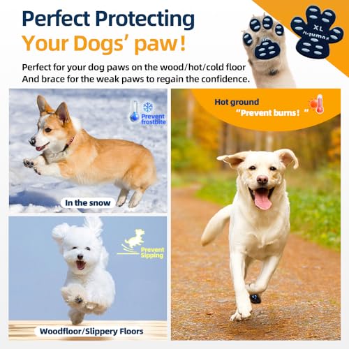 Dog Paw Protector Gripper Traction Pads,Dog Paw Covers,Foot Stickers in Summer Hot/Winter Cold Pavement,Dog Shoes Booties Socks Replacement,12 Sets (48 pcs) XXL Black - size: XXL-2.7*2.4 inch(L*W)