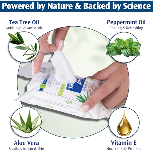 PediFix Tea Tree Ultimates Foot Wipes with Tea Tree Oil, Peppermint & Aloe | No-rinse wipes with tea tree oil, peppermint and aloe cleanse sweaty feet, control odor and refresh skin anywhere.