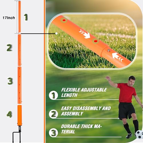 Hikeen Telescopic Length Soccer Poles Fixed & Collapsible Options Agility Training Hurdles and Football Obstacle for Teenager Soccer Training Outdoor Sports Speed Training Equipment - size: Short-42.5", style: 4 rods